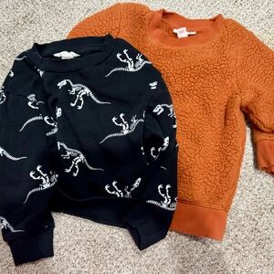 Two 2T sweatshirt bundle - 1 orange cat & jack and 1 Dino H&M